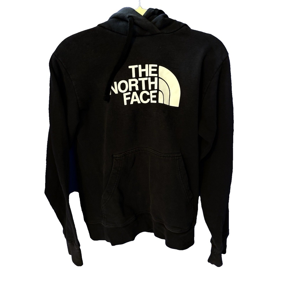 The North Face Women's Hoodie Small Black Pullover Sweatshirt White Logo Outdoo
